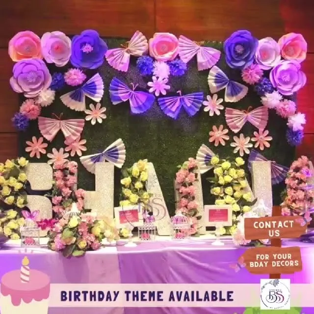 Purple butterfly birthday décor