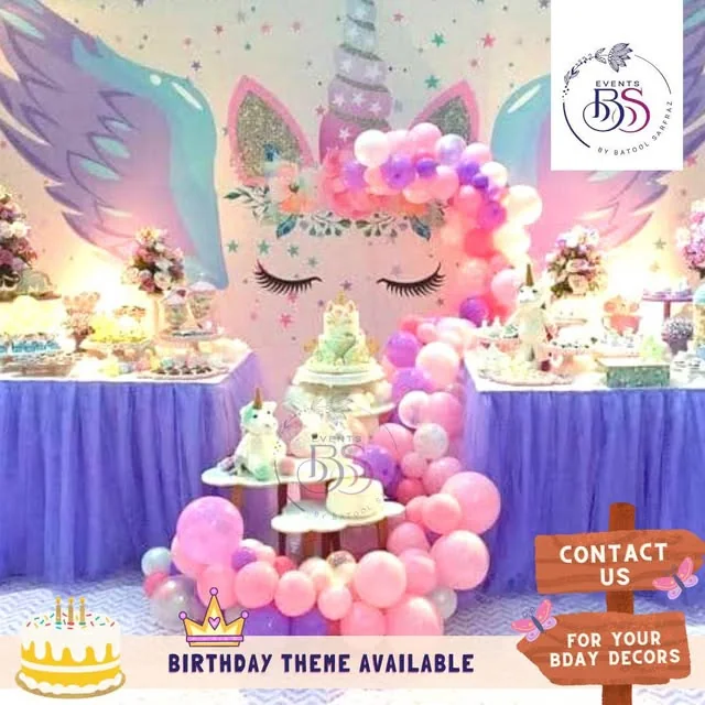 Pastel pink and lilac birthday décor